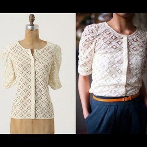 Anthropologie Two of us back porch lace snap front blouse NWT
